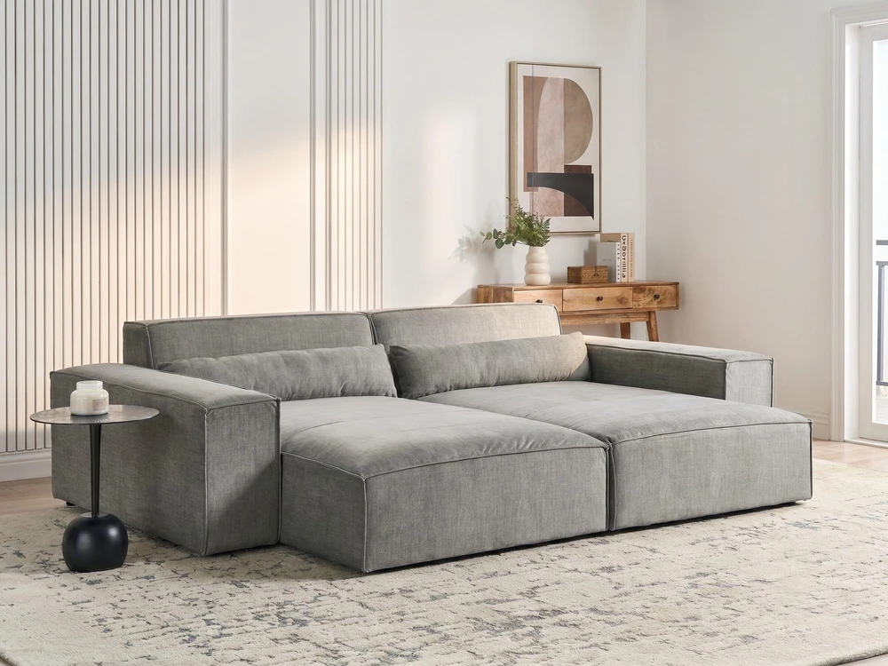 Beliani Dešininė šezlongo sofa HELLNAR, pilka