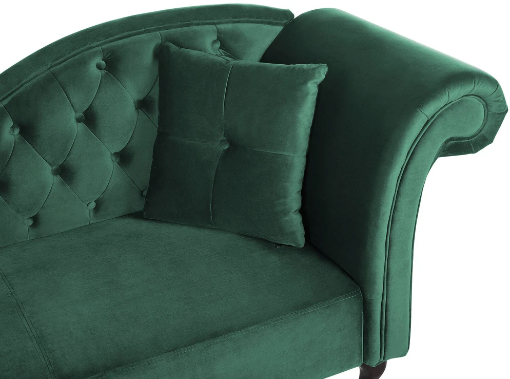 Beliani Dešininė šezlongo sofa LATTES, tamsiai žalias veliūras