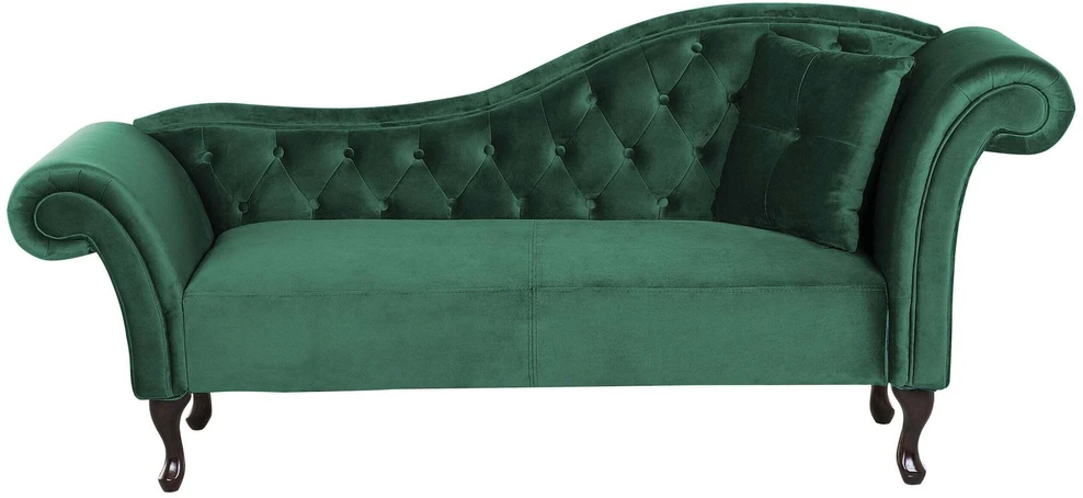 Beliani Dešininė šezlongo sofa LATTES, tamsiai žalias veliūras