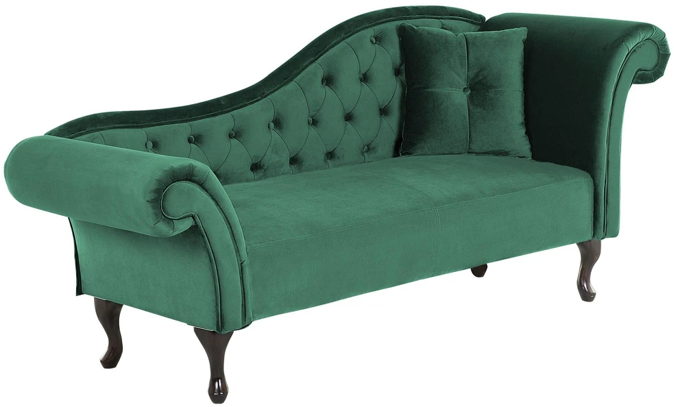 Beliani Dešininė šezlongo sofa LATTES, tamsiai žalias veliūras