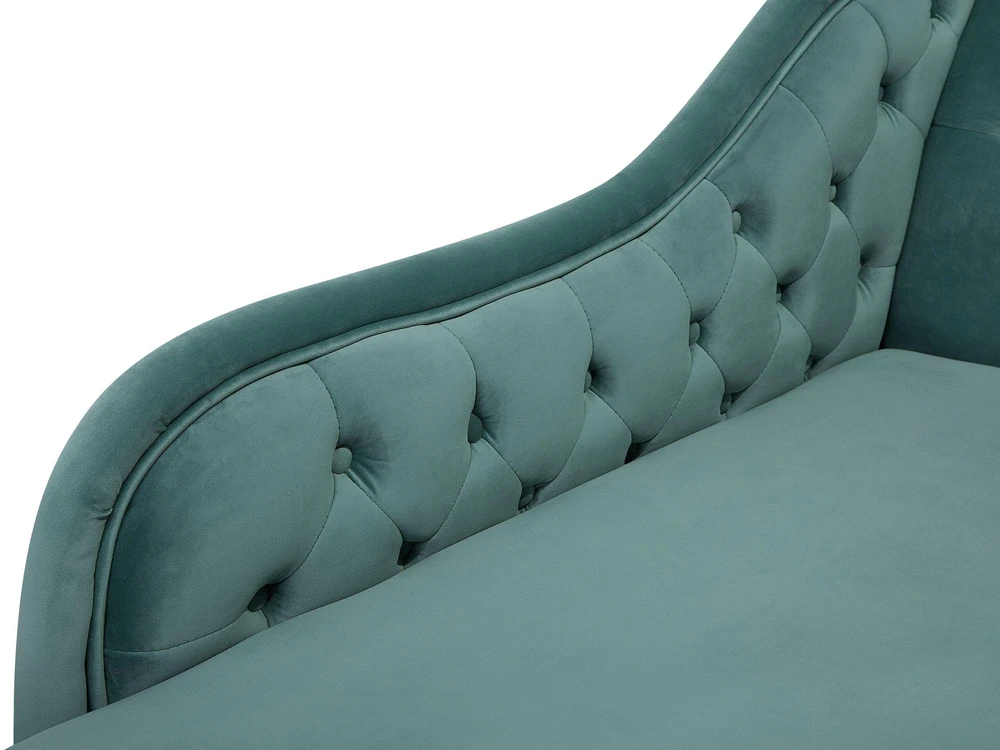 Beliani Dešininė šezlongo sofa NIMES, veliūrinis, mėtų spalvos
