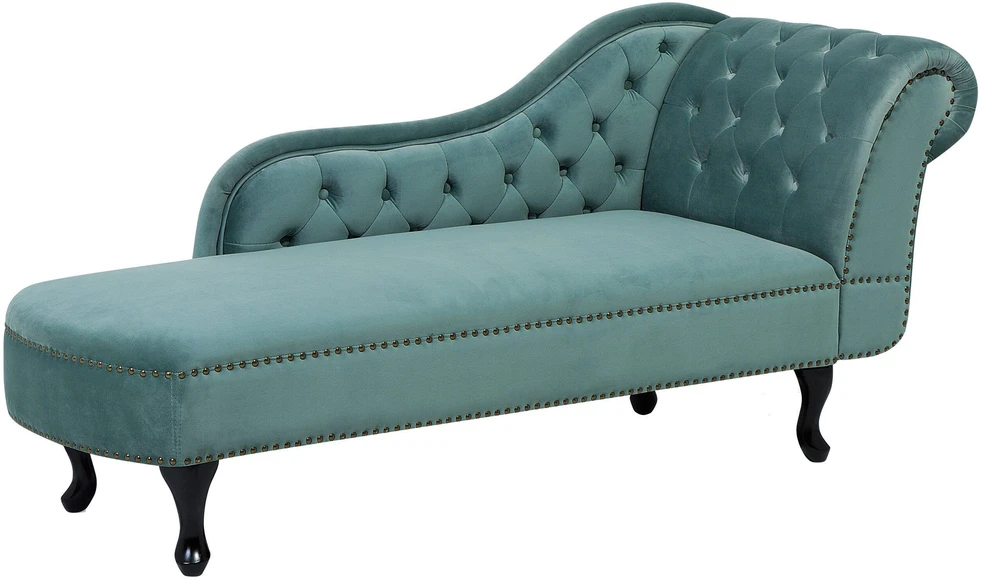 Beliani Dešininė šezlongo sofa NIMES, veliūrinis, mėtų spalvos