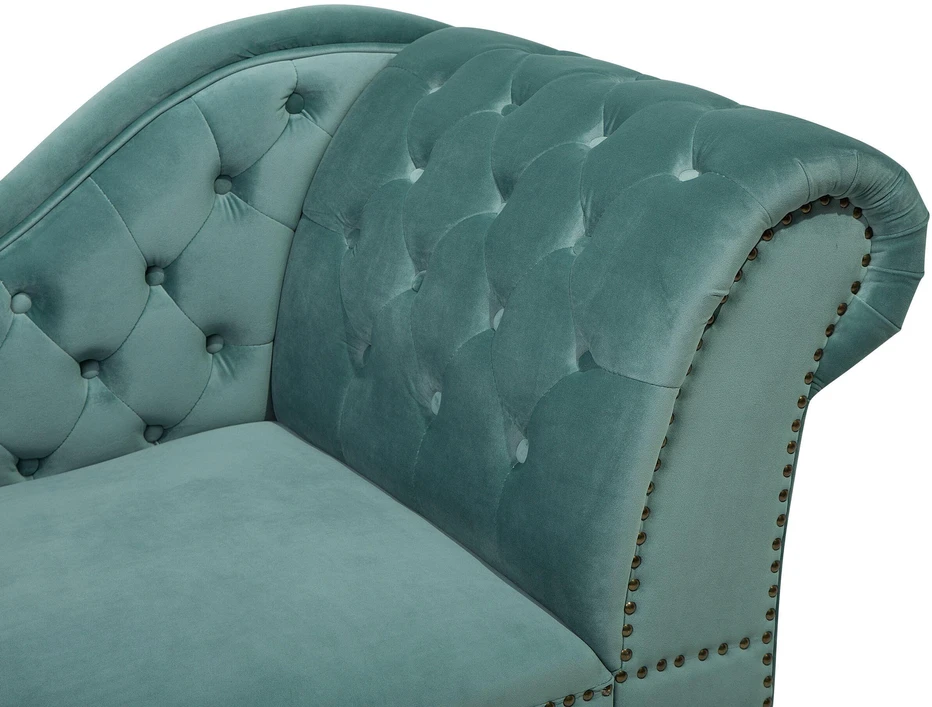 Beliani Dešininė šezlongo sofa NIMES, veliūrinis, mėtų spalvos