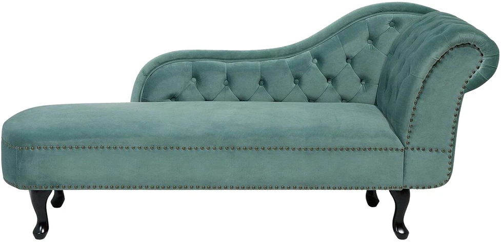 Beliani Dešininė šezlongo sofa NIMES, veliūrinis, mėtų spalvos