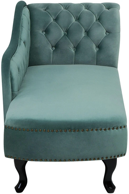 Beliani Dešininė šezlongo sofa NIMES, veliūrinis, mėtų spalvos
