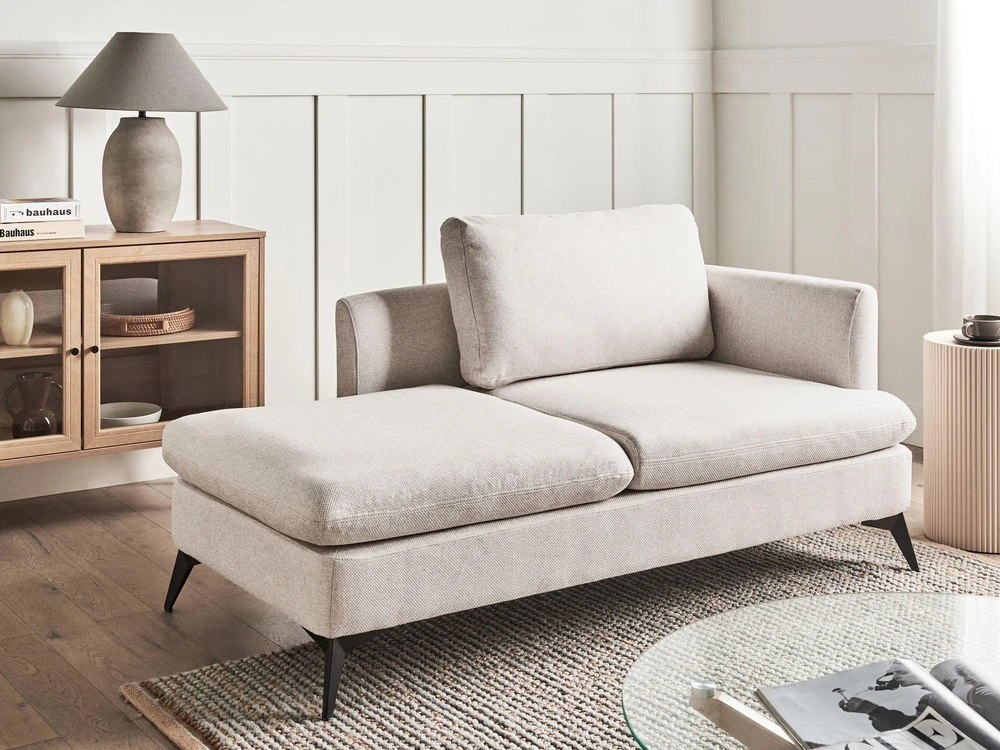Beliani Dešininė šezlongo sofa SIEVOZ šviesiai smėlio spalvos