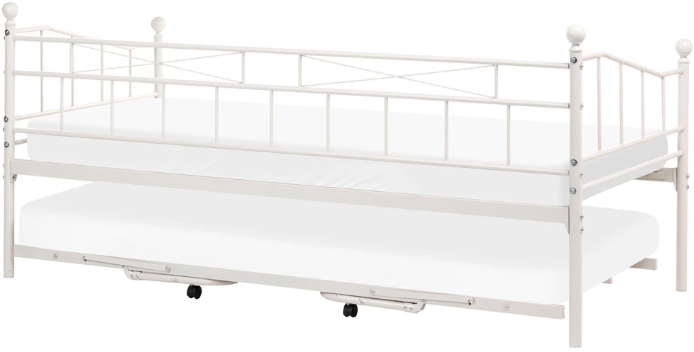 Beliani Dieninė lova Metal LOUANNEC 90 x 200 cm, ištraukiama, smėlio spalvos