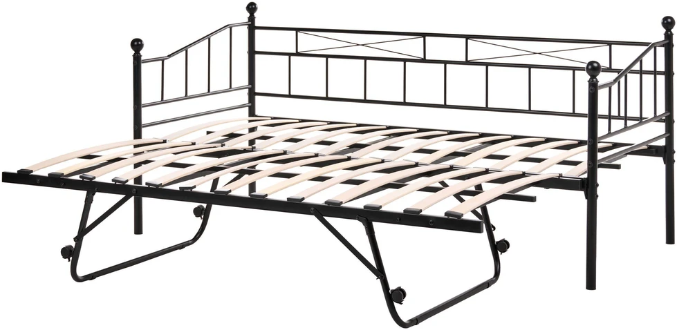Beliani Dieninė lova Metalinė LOUANNEC 90 x 200 cm, išskleidžiama, juoda