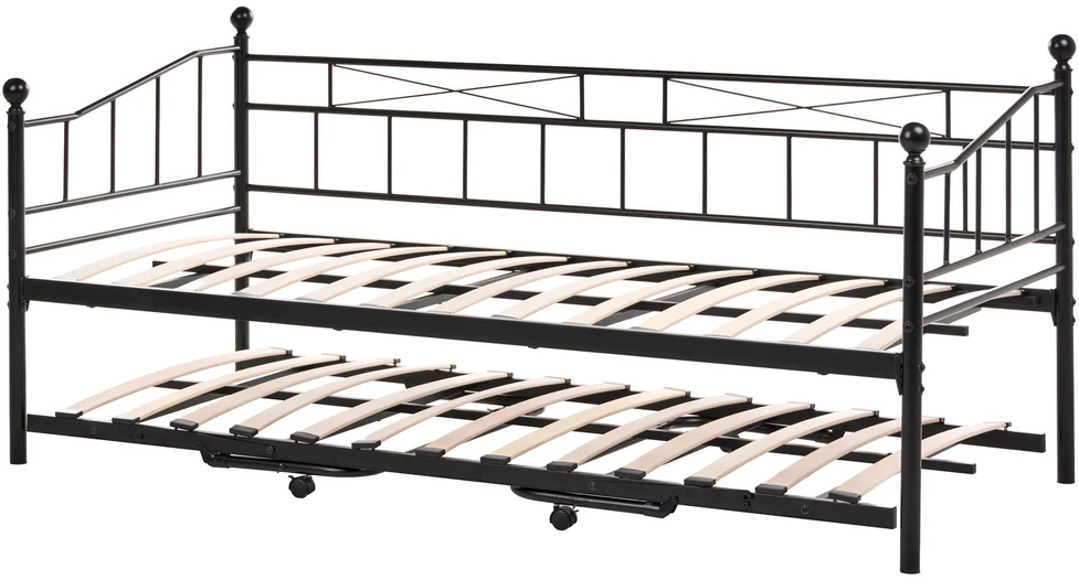 Beliani Dieninė lova Metalinė LOUANNEC 90 x 200 cm, išskleidžiama, juoda