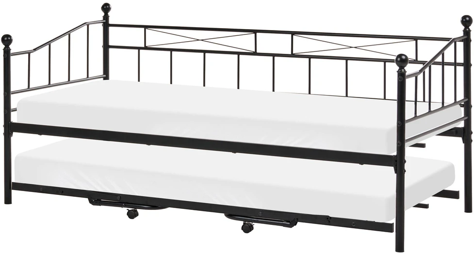 Beliani Dieninė lova Metalinė LOUANNEC 90 x 200 cm, išskleidžiama, juoda