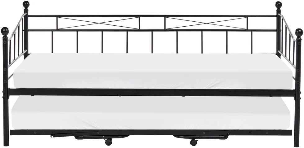 Beliani Dieninė lova Metalinė LOUANNEC 90 x 200 cm, išskleidžiama, juoda