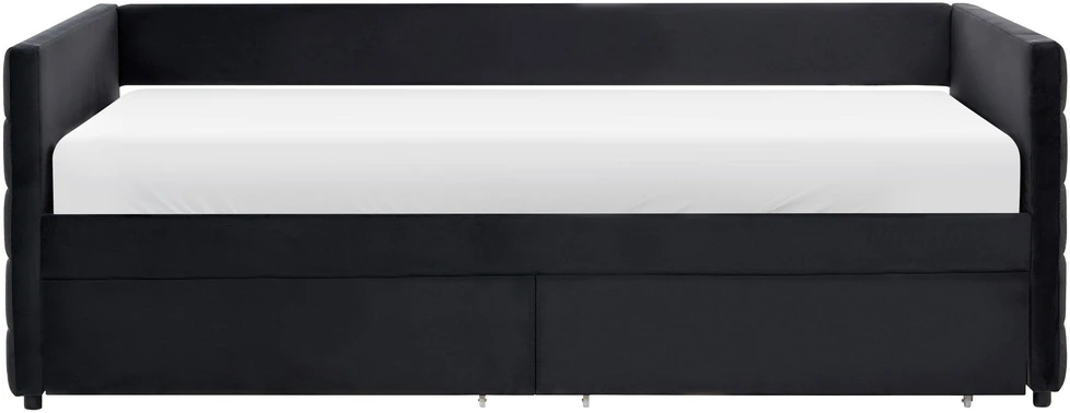 Beliani Dieninė lova su stalčiais MARRAY, juodo veliūro, 90 x 200 cm