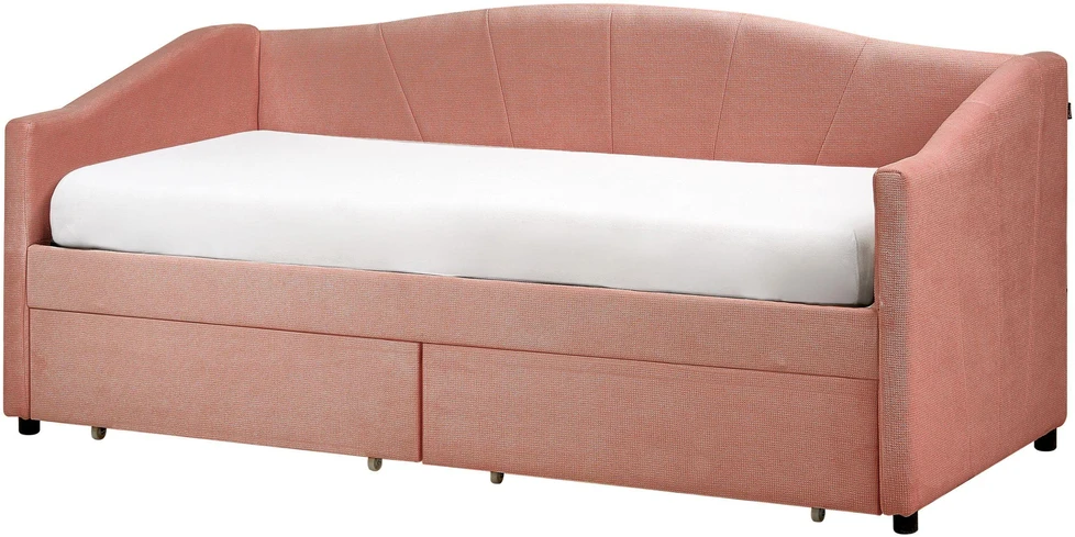 Beliani Dieninė lova su stalčiais VITTEL rožinė 90 x 200 cm