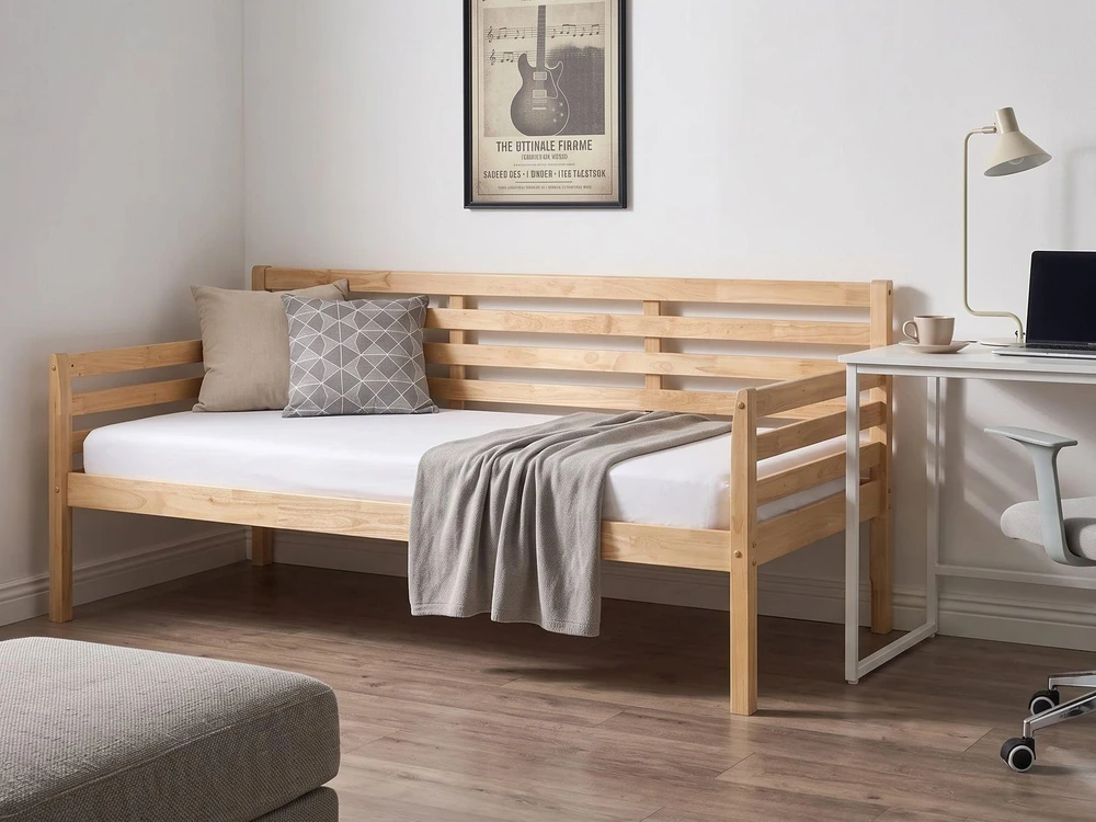 Beliani Dieninė lova THEZA 90 x 200 cm natūralios spalvos mediena