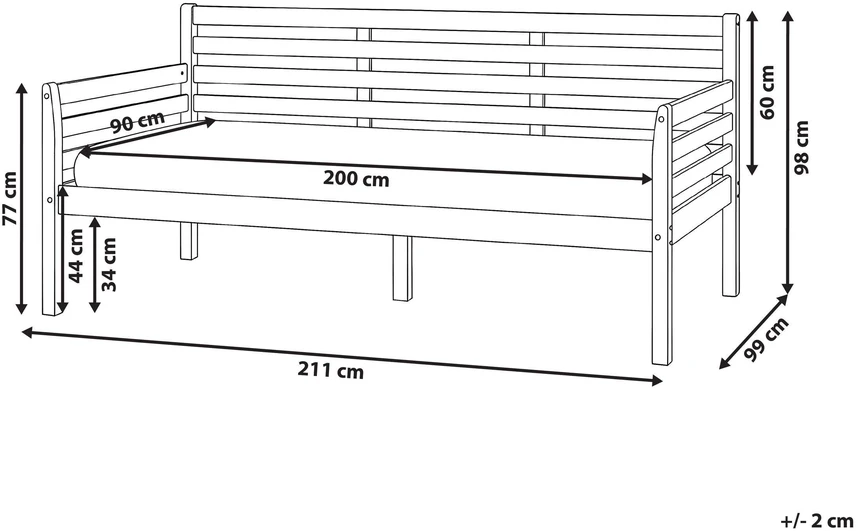 Beliani Dienos lova THEZA 90 x 200 cm balta
