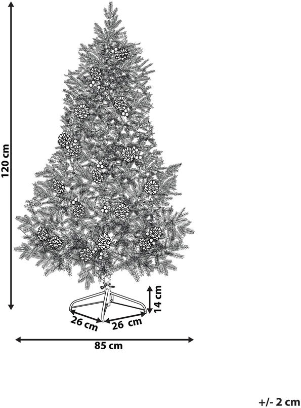 Beliani Dirbtinė Kalėdų eglutė su LED lemputėmis PALOMAR 120 cm tamsiai žalia
