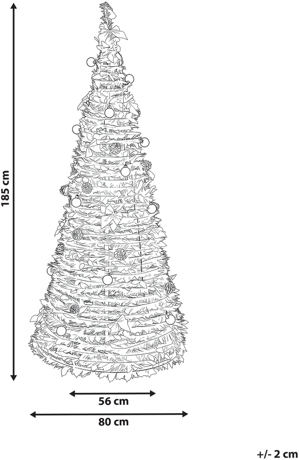 Beliani Dirbtinė Kalėdų eglutė sulankstoma su LED PINEORA 185 cm Žalia