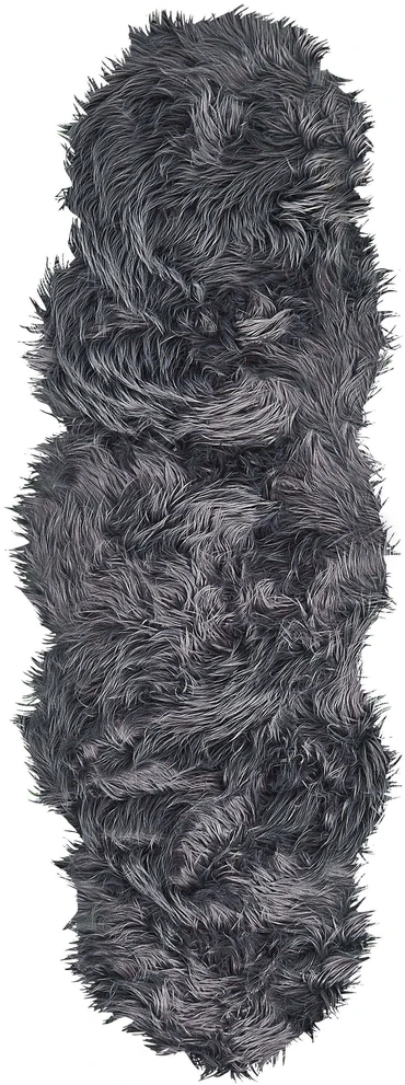 Beliani Dirbtinio kailio kilimas MAMUNGARI tamsiai pilkas 60 x 180 cm
