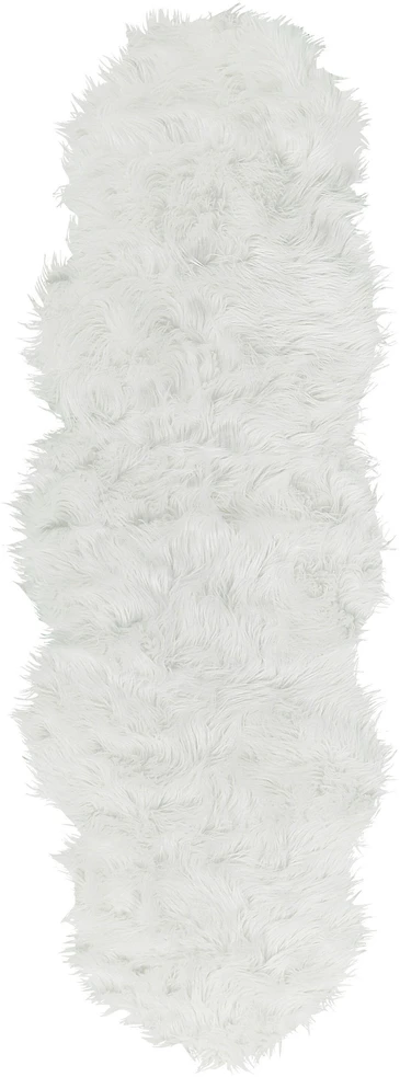 Beliani Dirbtinio kailio kilimas MAMUNGARI Baltas 60 x 180 cm