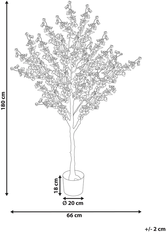 Beliani Dirbtinis augalas CHERRY TREE 180 cm rožinės spalvos