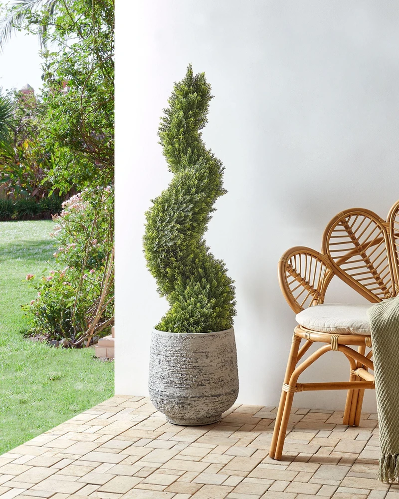 Beliani Dirbtinis augalas CYPRESS SPIRAL TREE 126 cm žalias
