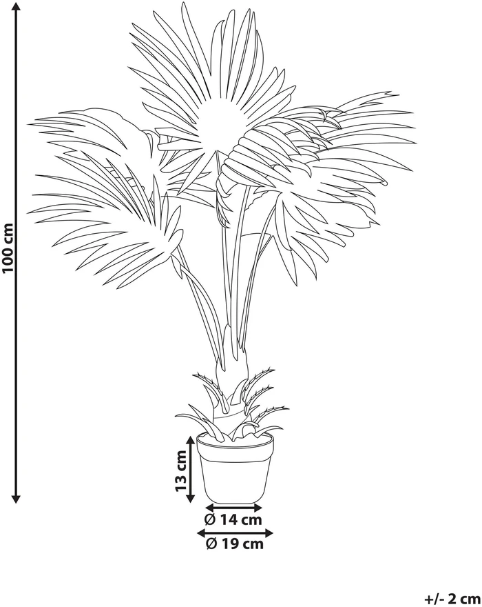 Beliani Dirbtinis augalas FAN PALM 100 cm Žalias