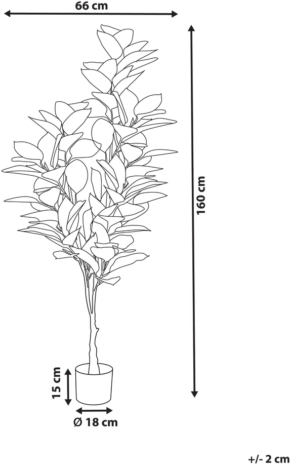 Beliani Dirbtinis augalas FICUS ELASTICA 160 cm žalias