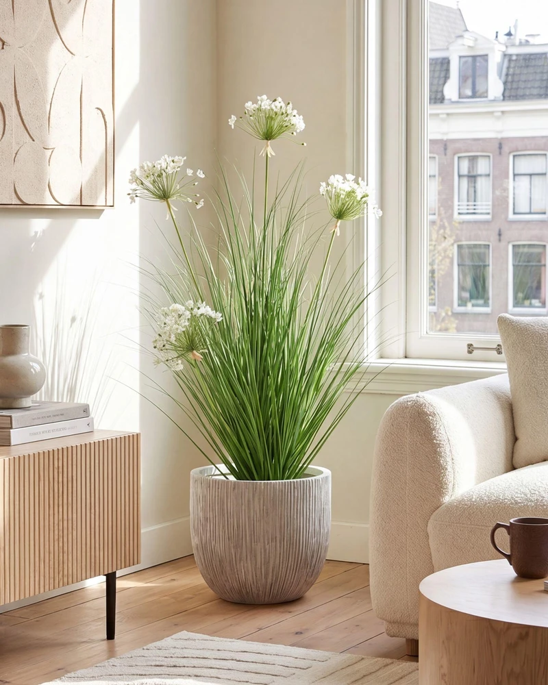 Beliani Dirbtinis augalas ONION GRASS 120 cm baltas