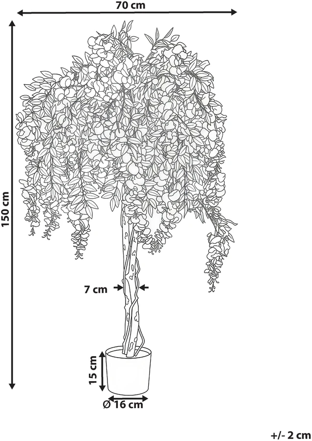 Beliani Dirbtinis augalas WISTERIA TREE 150 cm Žalias