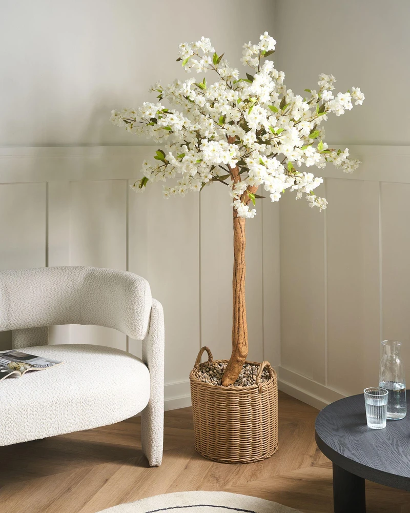 Beliani Dirbtinis medis CHERRY TREE 180 cm baltas
