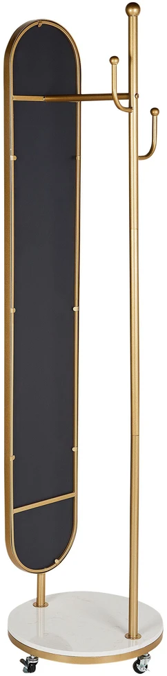 Beliani Drabužių kabykla su veidrodžiu LORENA 172 cm, metalinė, auksinė