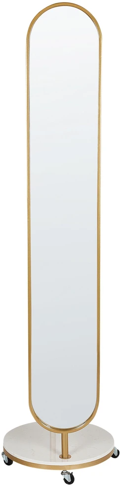 Beliani Drabužių kabykla su veidrodžiu LORENA 172 cm, metalinė, auksinė