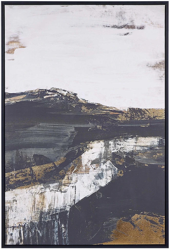 Beliani Drobė STATTE Abstraktaus dizaino 63 x 93 cm juoda