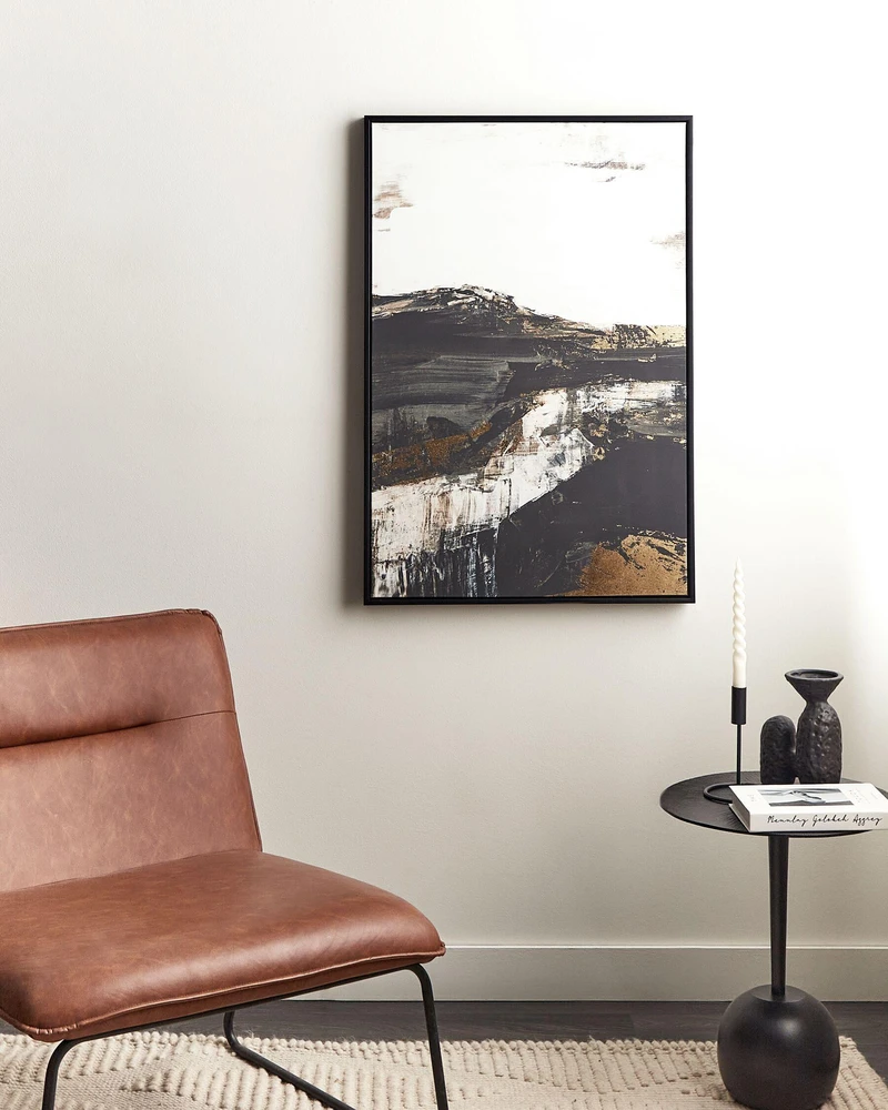 Beliani Drobė STATTE Abstraktaus dizaino 63 x 93 cm juoda