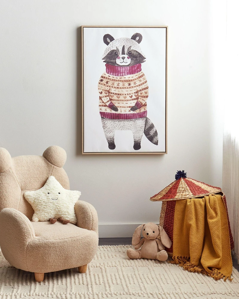 Beliani Drobės paveikslas CAMPLI su gyvūnų motyvu 63 x 99 cm pilkas