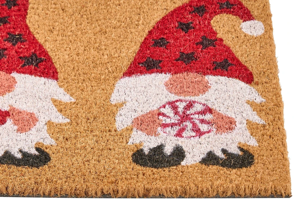 Beliani Durų kilimėlis ELVORO, spalvingas, 40 × 60 cm, šventinis raštas, kokoso pluoštas