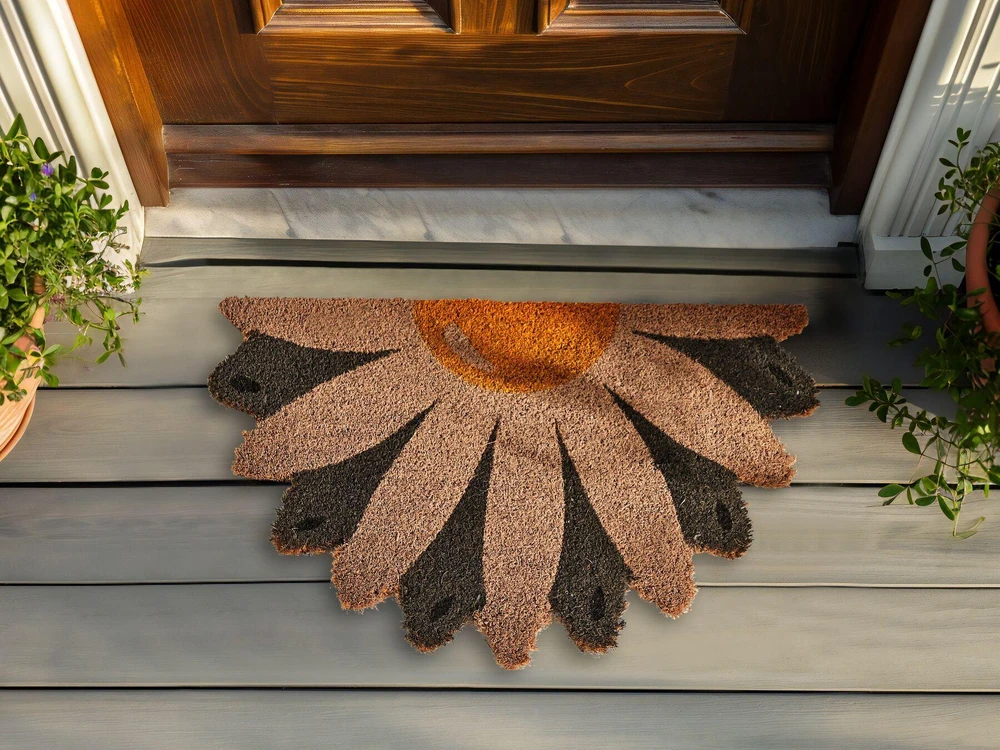 Beliani Durų kilimėlis HOTAKA spalvotas 40 x 60 cm gėlės formos kokoso pluoštas