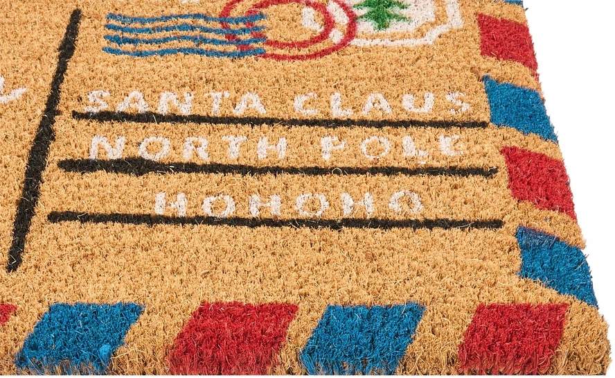 Beliani Durų kilimėlis KATALLA natūralios spalvos 45 x 75 cm su kalėdiniu raštu iš kokoso pluošto