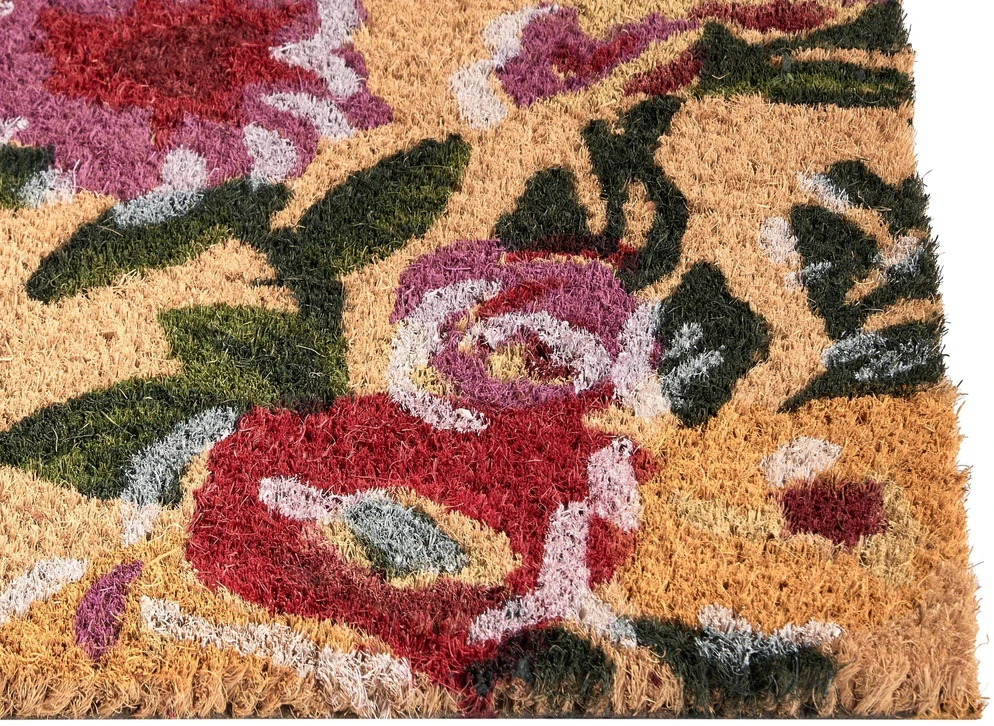 Beliani Durų kilimėlis KITA Spalvingas 40 x 60 cm Gėlės Kokoso pluoštas