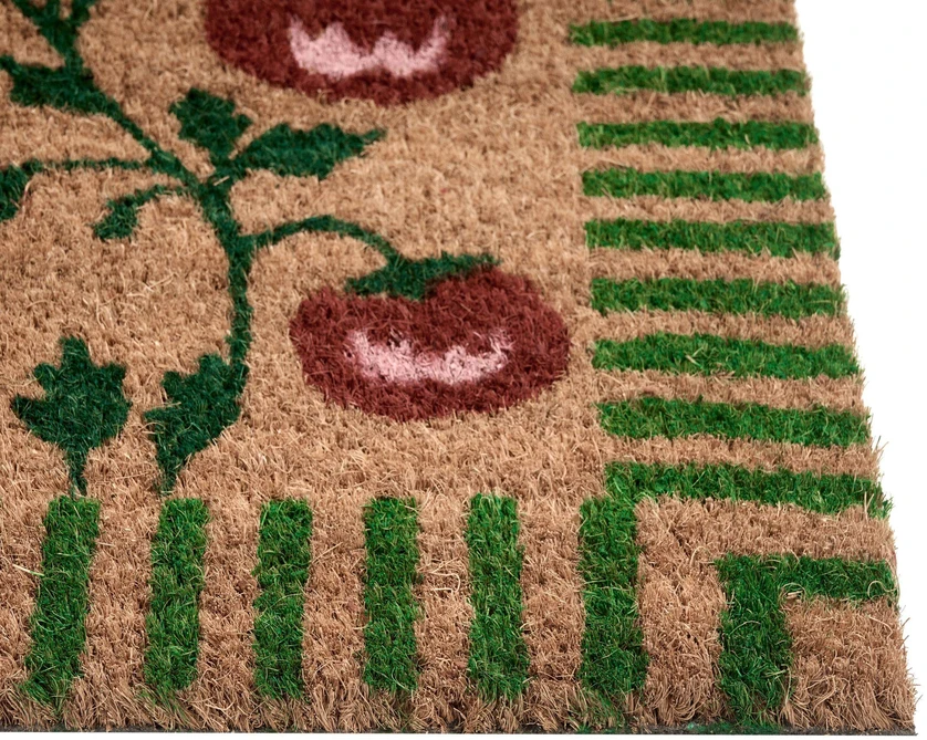 Beliani Durų kilimėlis KNIK natūralios spalvos 50 x 80 cm pomidorų raštas, kokoso pluoštas