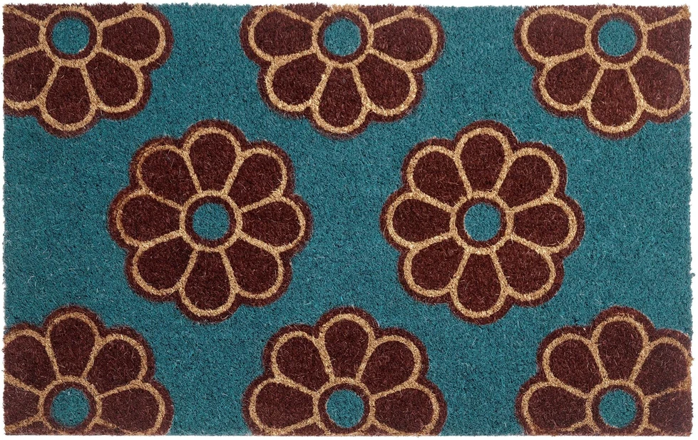 Beliani Durų kilimėlis KULIK mėlynas 50 x 80 cm gėlės kokoso pluoštas