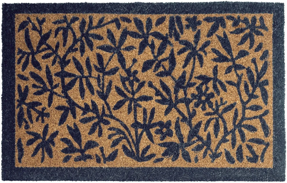 Beliani Durų kilimėlis NUNIVAK natūralios spalvos 50 x 80 cm lapų rašto kokoso pluošto