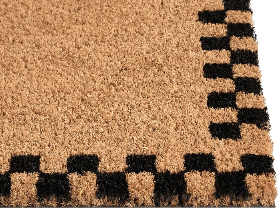 Beliani Durų kilimėlis SAGADA smėlio / juodos spalvos 60 x 90 cm kokoso pluoštas