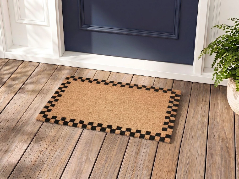 Beliani Durų kilimėlis SAGADA smėlio / juodos spalvos 60 x 90 cm kokoso pluoštas