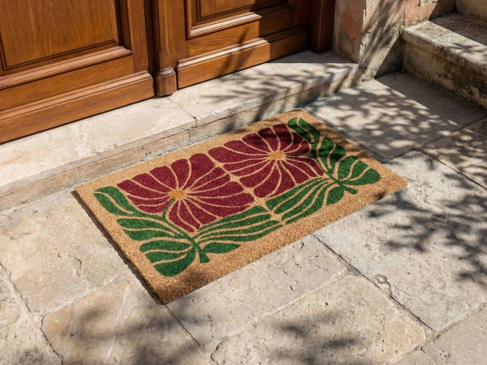 Beliani Durų kilimėlis TANALIAN spalvingas 40 x 60 cm Gėlės Kokoso pluoštas