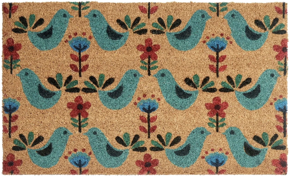 Beliani Durų kilimėlis TANANA spalvotas 45 x 75 cm paukščiai kokoso pluoštas