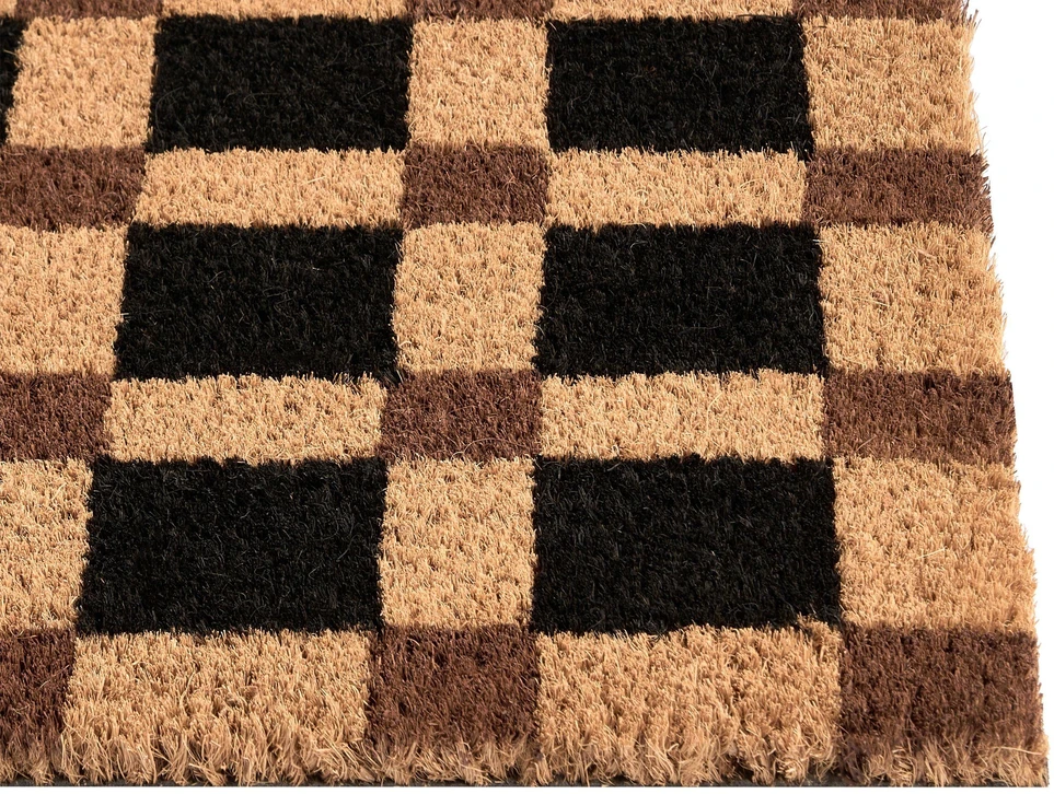 Beliani Durų kilimėlis VILLASIS smėlio/juodos spalvos 60 x 90 cm kokoso pluoštas