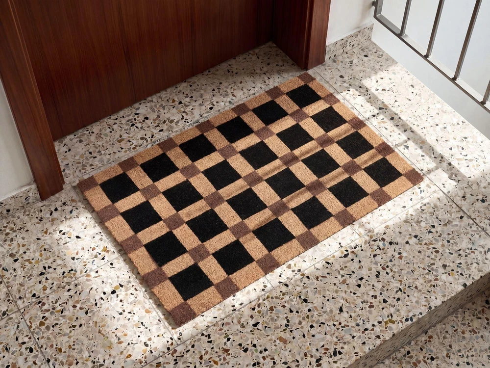 Beliani Durų kilimėlis VILLASIS smėlio/juodos spalvos 60 x 90 cm kokoso pluoštas