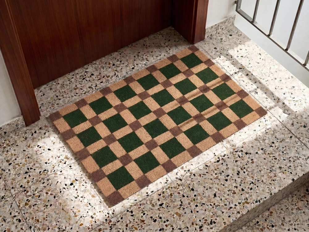 Beliani Durų kilimėlis VILLASIS smėlio/žalias 60 x 90 cm kokoso pluoštas