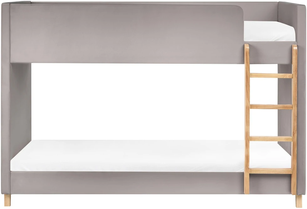 Beliani Dviaukštė lova CHOCQUES, veliūras, 90 x 200 cm, šviesiai pilka